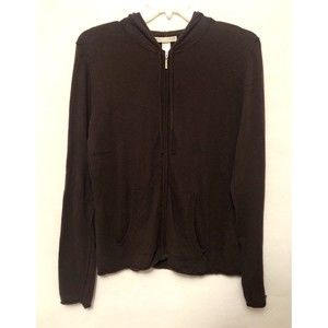 Hillard & Hanson Brown Zip Hooded Hoodie Jacket Sweater XL Women's Ladies